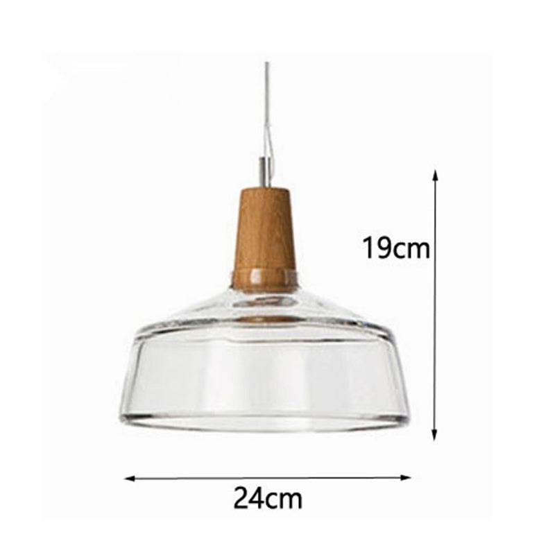 Glass & Wood Pendant Light – Vintage Rustic LED Hanging Lamp