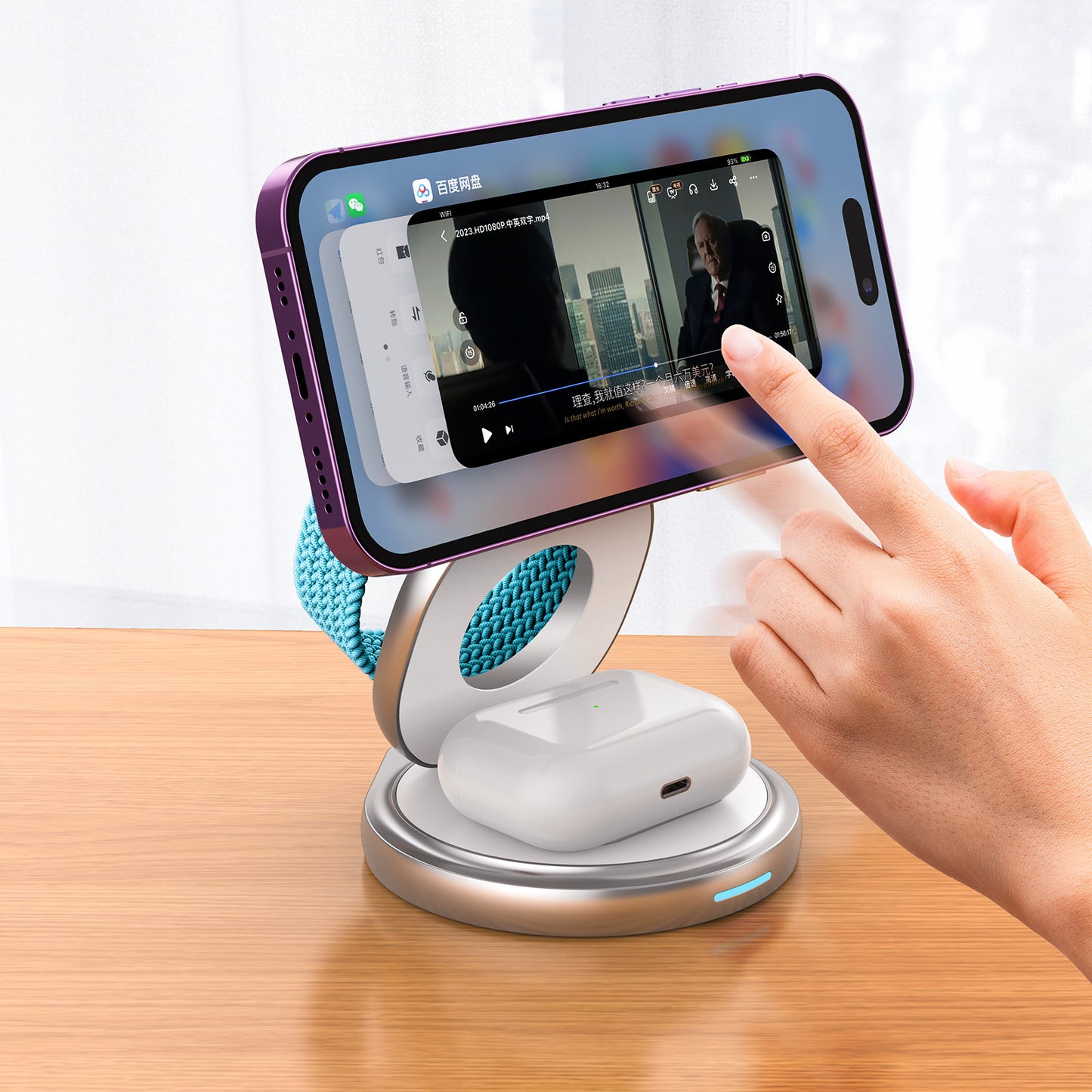 Magnetic Folding 3-in-1 Wireless Charging Stand – Phone + Watch + Earbuds