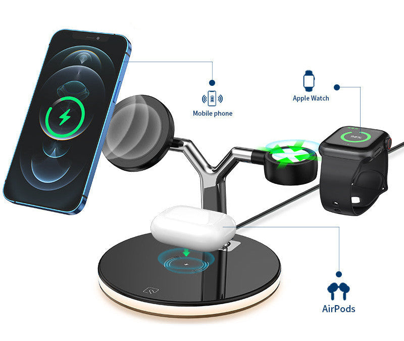 3-in-1 Magnetic Wireless Charger – 15 W Fast Charging Station for iPhone/Apple Watch/AirPods