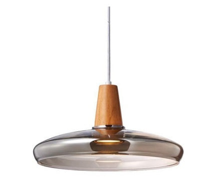 Glass & Wood Pendant Light – Vintage Rustic LED Hanging Lamp