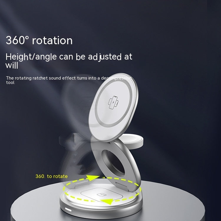 Magnetic Folding 3-in-1 Wireless Charging Stand – Phone + Watch + Earbuds