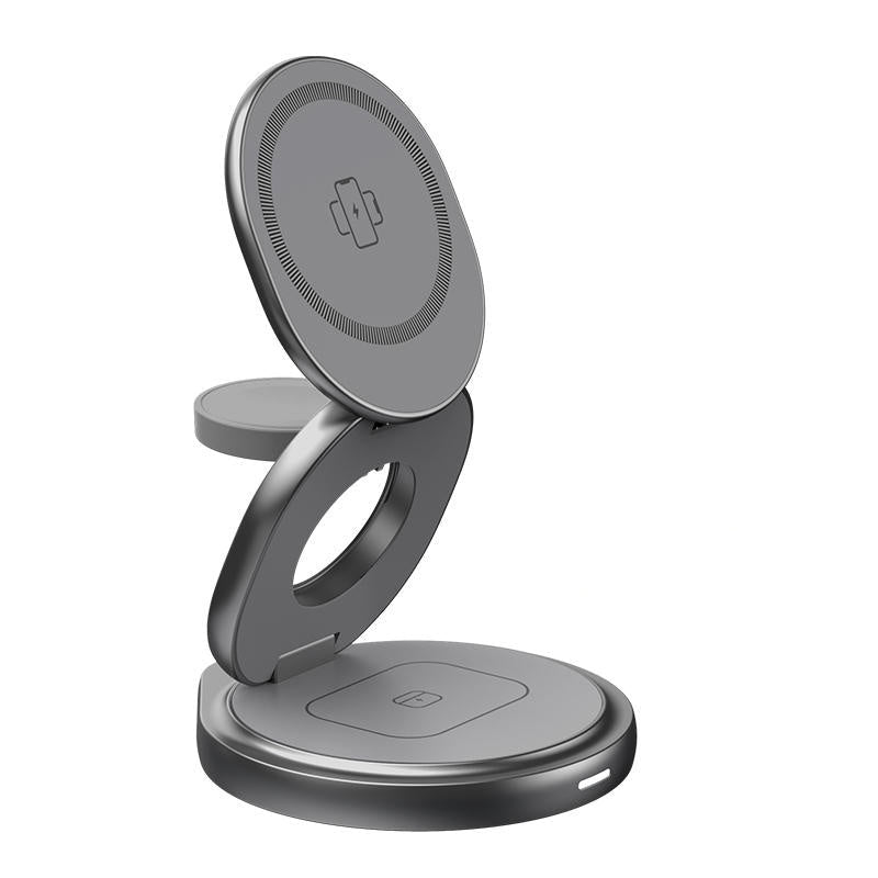 Magnetic Folding 3-in-1 Wireless Charging Stand – Phone + Watch + Earbuds